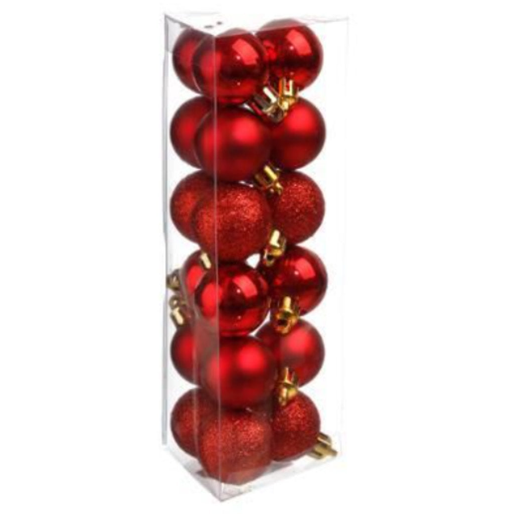 Christmas Baubles 30mm - Red - pack of 18